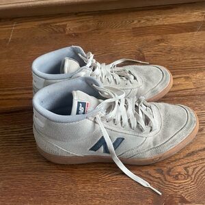 New Balance Gray and Tan High-Top Sneakers